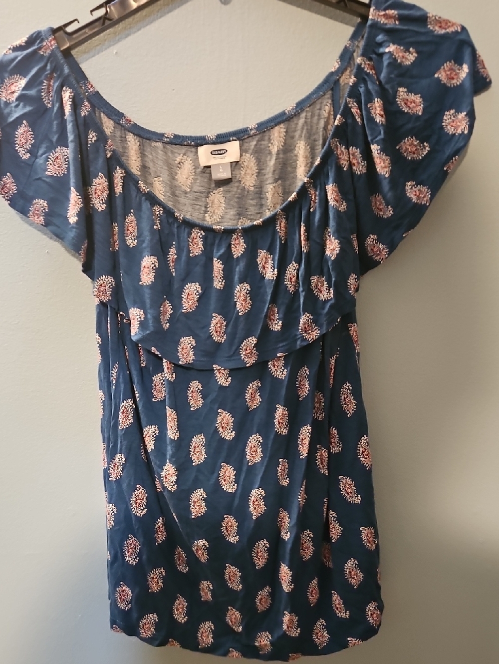 Old Navy Blue Floral Off-Shoulder Dress Top